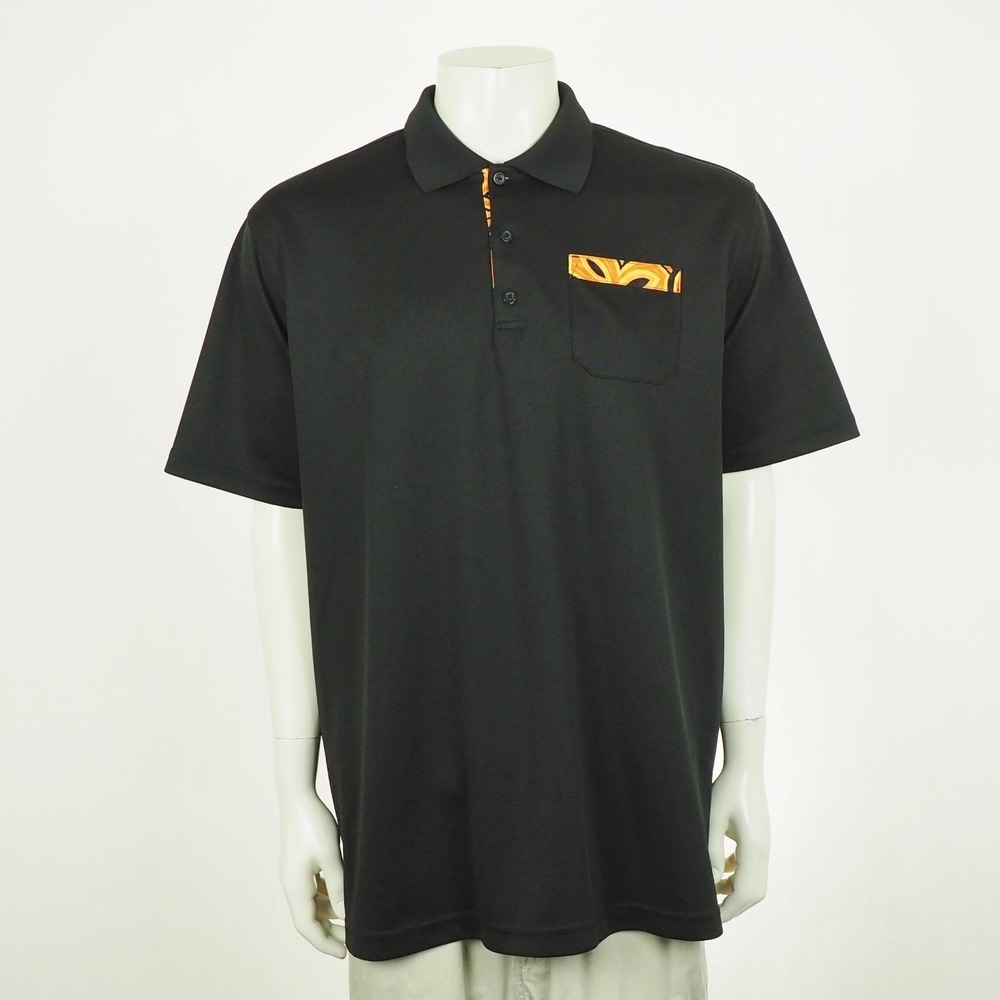 Loudmouth Golf Polo Shirt Mens 2XL XXL Black Placket Pocket Performance Blend